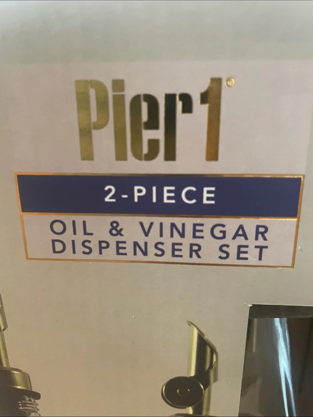 Pier 1 Clear Glass Oil & Vinegar Dispensers with Silver Pour Spouts - 2-Pack